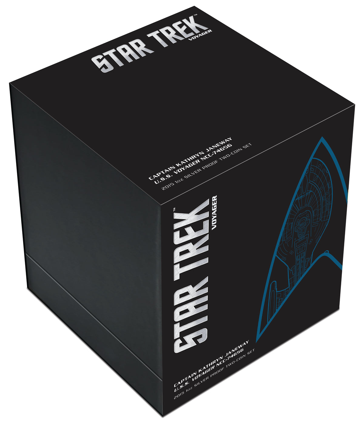 Tuvalu 2015 $1 Star Trek Captain Kathryn Janeway and USS Voyager NCC-74656 1oz Silver Coloured Proof 2 Coin Set