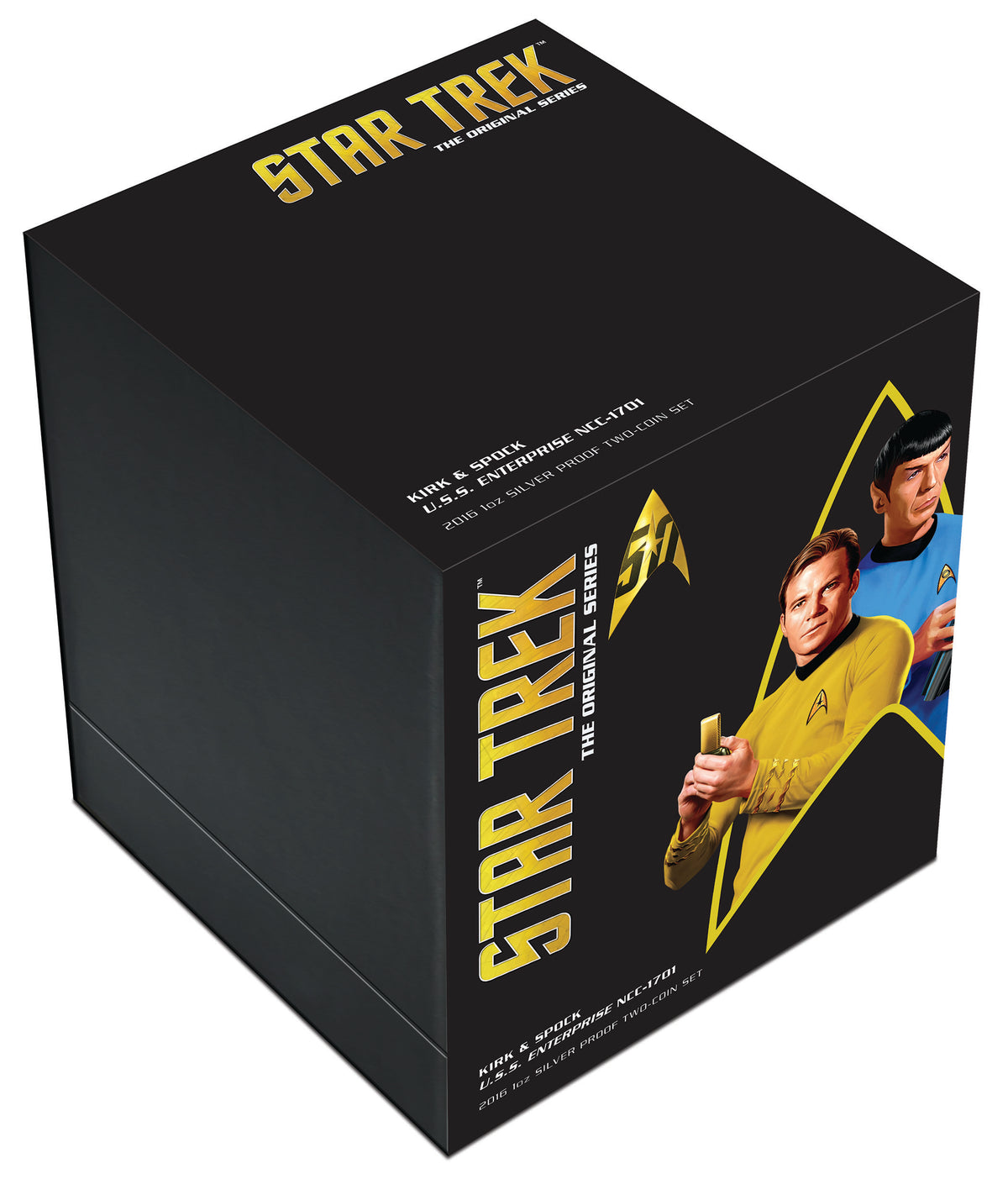 Tuvalu 2016 $1 Star Trek Captain Kirk Spock and USS Enterprise NCC-1701 1oz Silver Coloured Proof 2 Coin Set