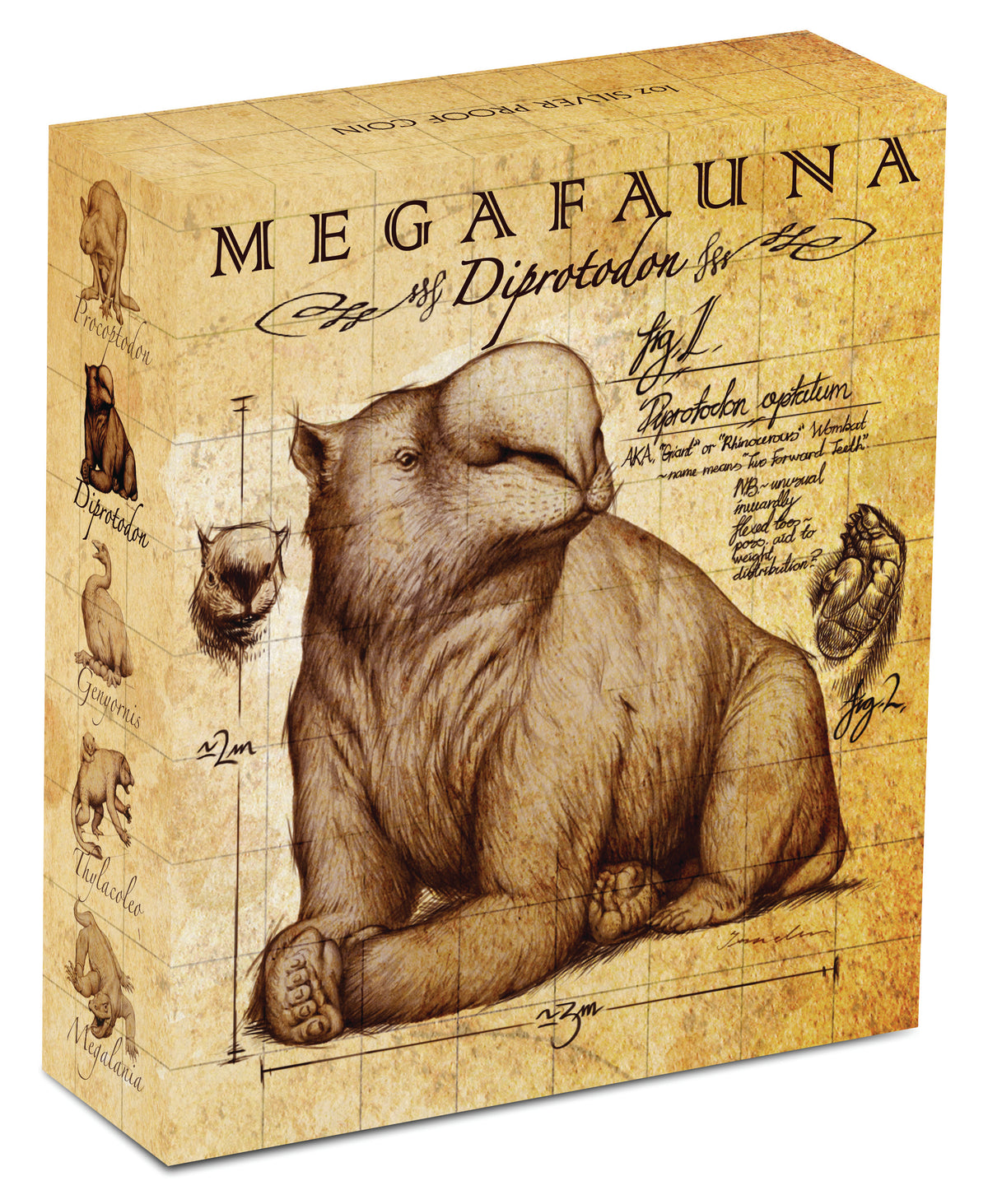 2014 $1 Megafauna Diprotodon 1oz Silver Coloured Proof Coin