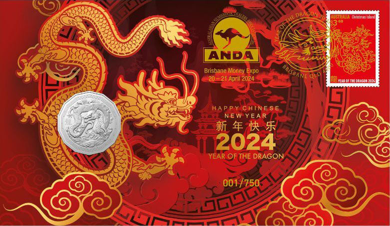 2024 50c ANDA Brisbane Happy Chinese New Year of The Dragon PNC
