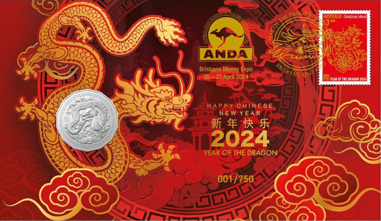 2024 50c ANDA Brisbane Happy Chinese New Year of The Dragon PNC