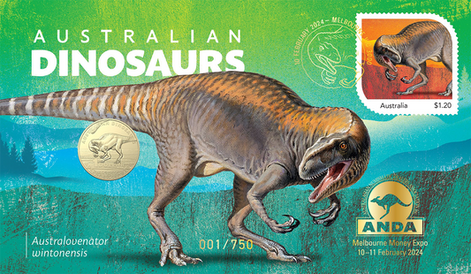 2024 $1 ANDA Melbourne Australian Dinosaurs Australovenator PNC