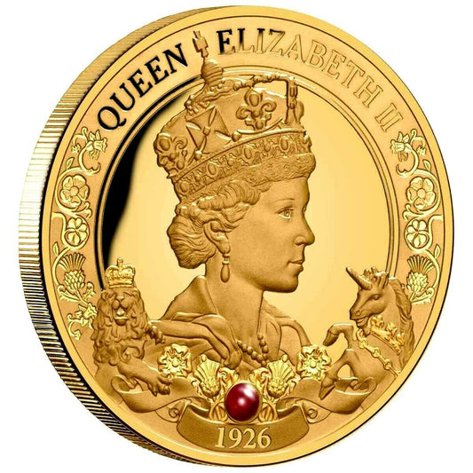 Niue 2021 $100 95th Birthday of The Queen 1oz Gold Proof Coin with Ruby Insert