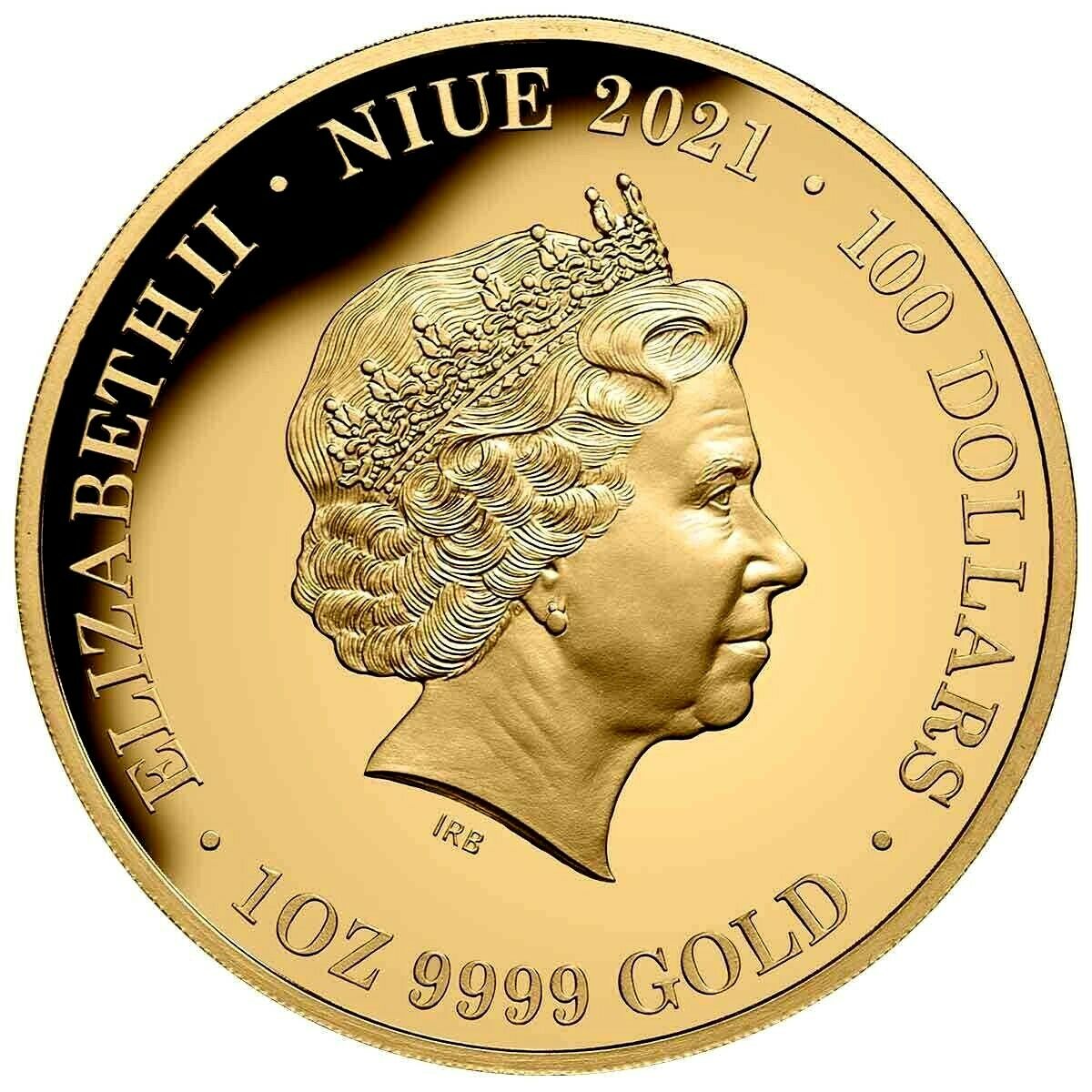 Niue 2021 $100 95th Birthday of The Queen 1oz Gold Proof Coin with Ruby Insert