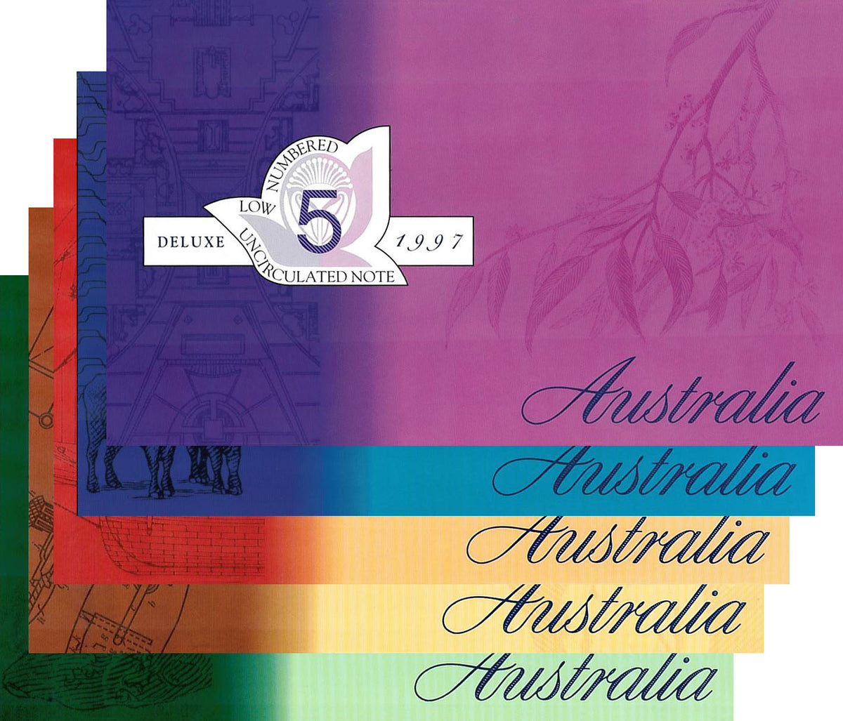 1997 Deluxe Low Numbered Uncirculated 5 Note Set
