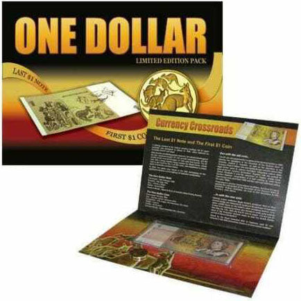 $1 Currency Crossroads Last Paper Note First Coin Limited Edition Pack