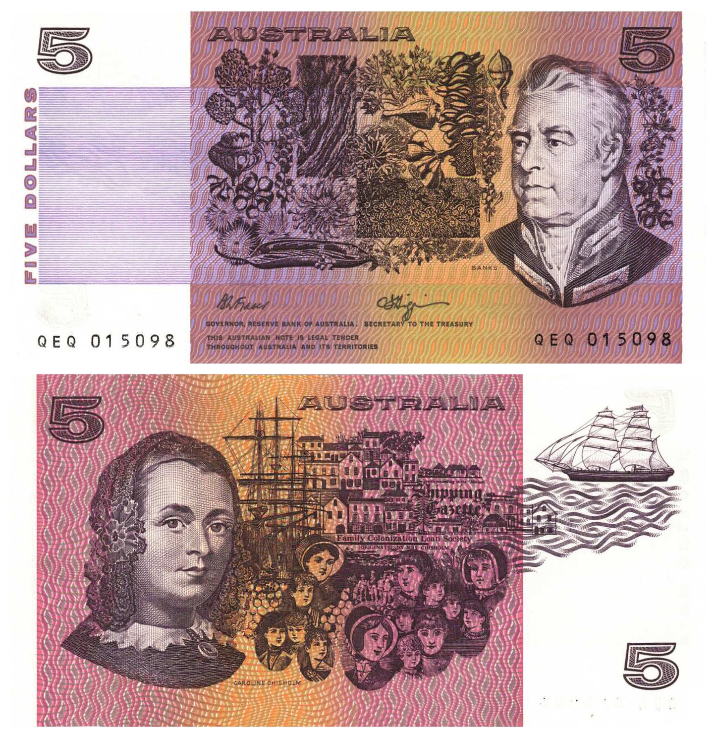 1990 $5 Fraser/Higgins R212 Uncirculated Consecutive Pair of Banknotes