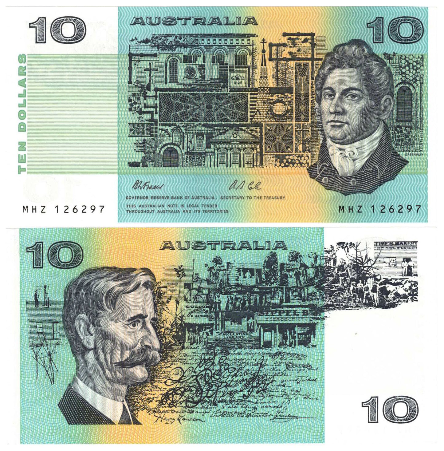 1991 $10 Fraser/Cole R313a With Plate Letter Uncirculated Consecutive Pair of Banknotes