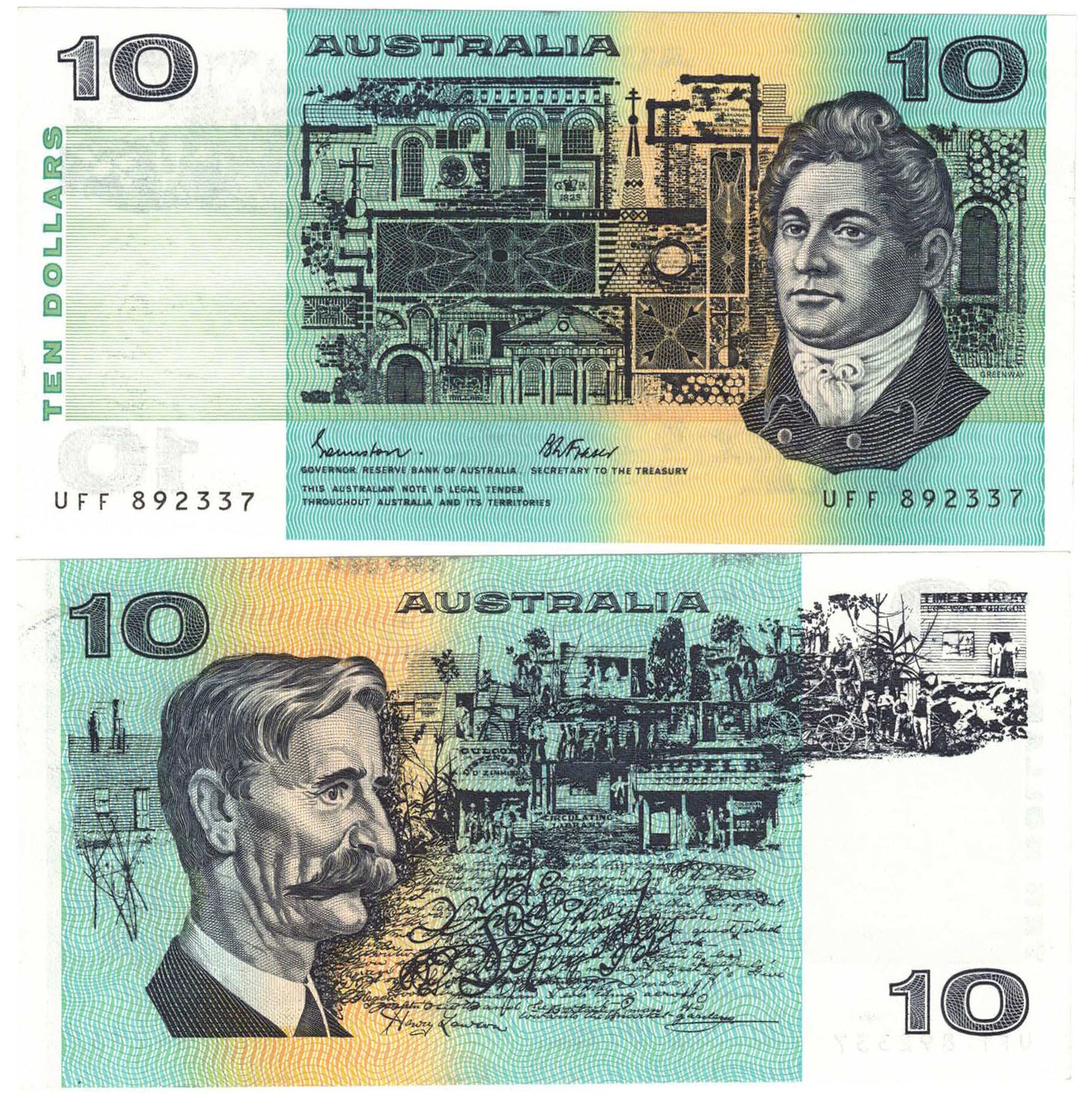 1985 $10 Johnston/Fraser R309 Uncirculated Consecutive Pair of Banknotes