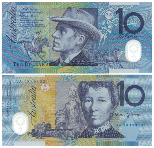 1998 $10 Macfarlane/Evans R318cF First Prefix AA98 Uncirculated Banknote