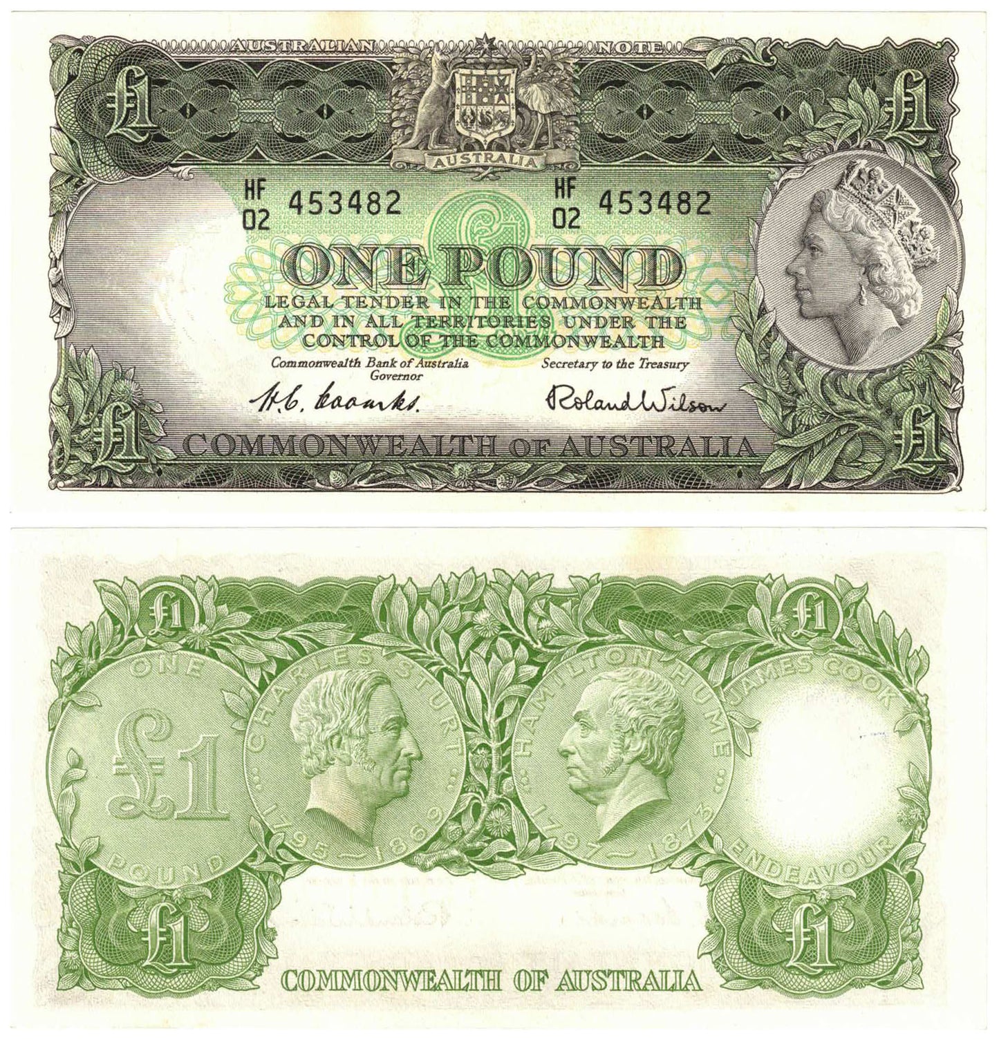 1953 One Pound Coombs/Wilson R33 Commonwealth of Australia About Uncirculated Banknote