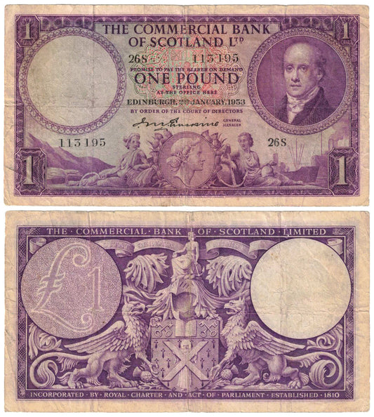 Scotland 1953 One Pound S332 Fine Banknote