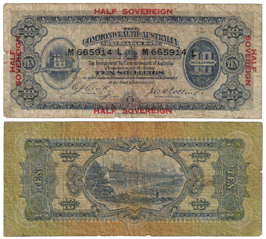1918 Ten Shillings Cerutty/Collins R03b Very Good Banknote
