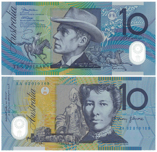2002 $10 Macfarlane/Evans R320aF First Prefix AA02 Uncirculated Banknote