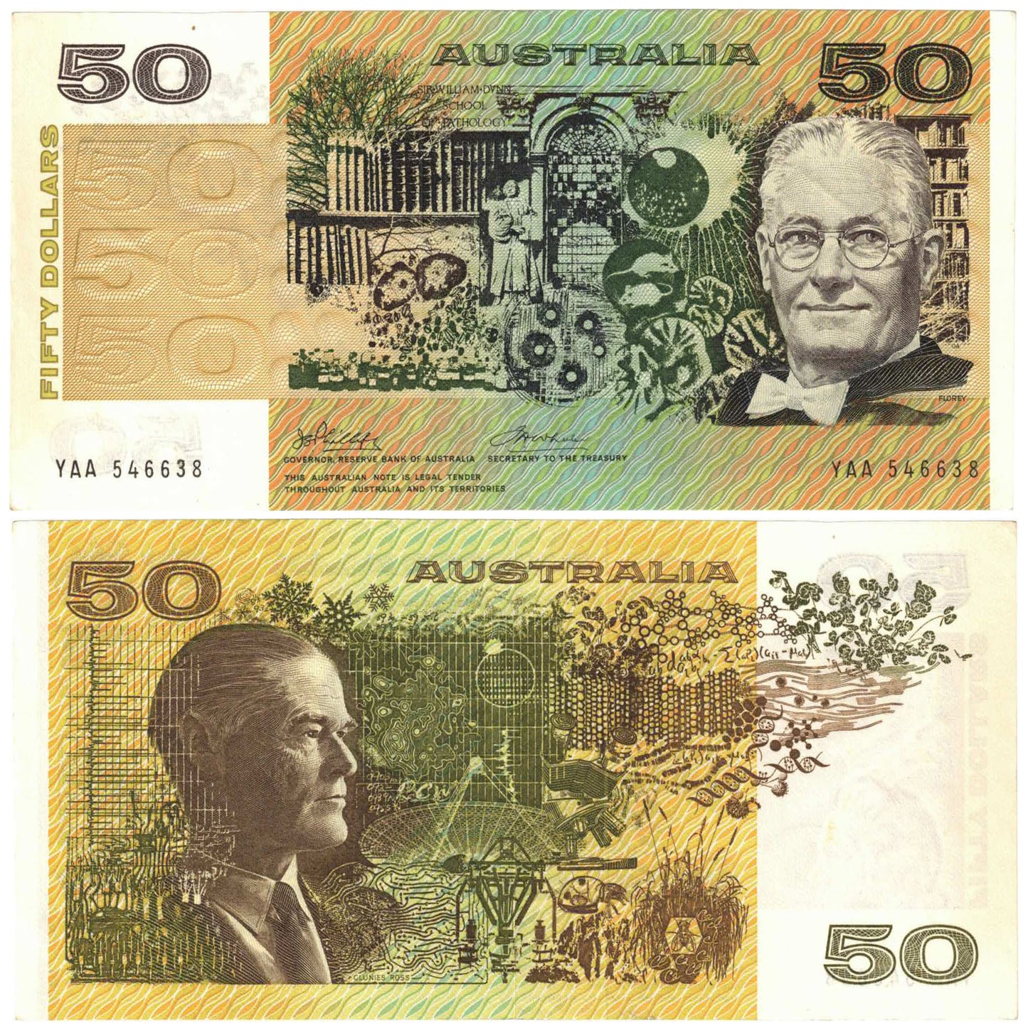 1973 $50 Phillips/Wheeler R505F First Prefix YAA About Uncirculated Banknote