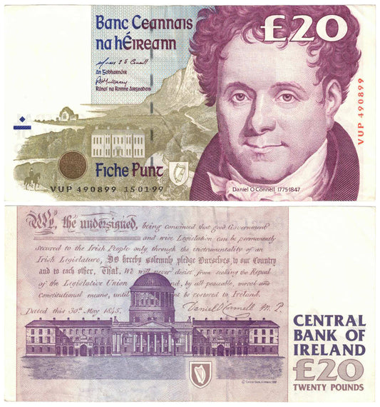 Ireland Republic 1999 Twenty Pounds O'Conaill/Mullarkey #77b Very Fine Banknote