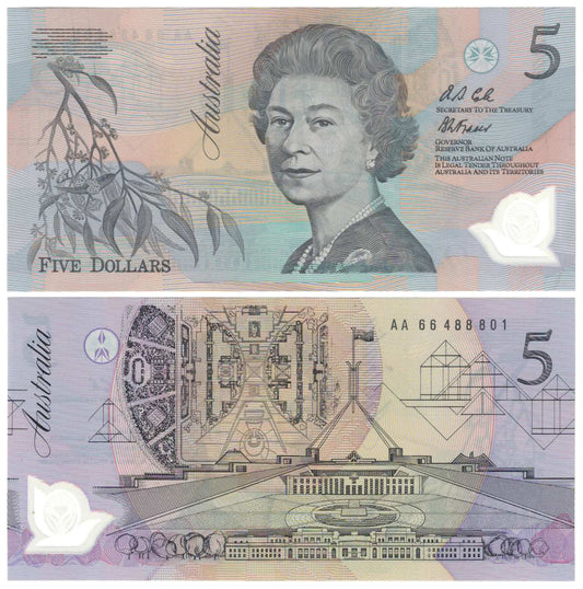 1992 $5 Fraser/Cole R214 Dark Green Serial Uncirculated Banknote