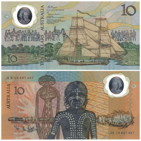 1988 $10 Johnston/Fraser R310bF Reissue First Prefix AB10 Uncirculated Banknote