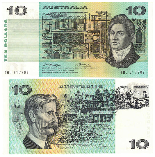 1976 $10 Knight/Wheeler R306bF First Prefix THU Side Thread Uncirculated Banknote