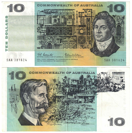 1966 $10 Coombs/Wilson R301F First Prefix SAA Very Fine Banknote