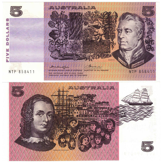 1976 $5 Knight/Wheeler R206a Gothic Serial Centre Thread Uncirculated Banknote