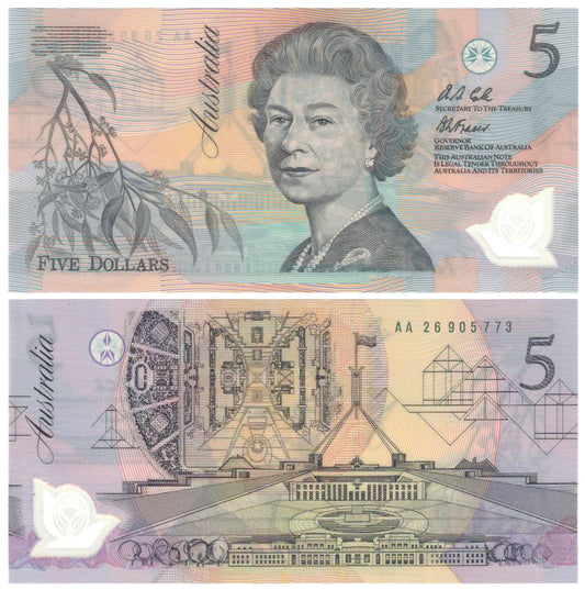 1992 $5 Fraser/Cole R214i Pale Green Serial Uncirculated Banknote