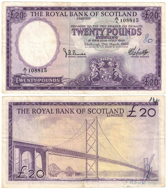 Scotland 1969 Twenty Pounds Robertson/Burke #332 Banknote