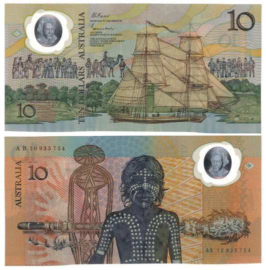 1988 $10 Johnston/Fraser R310aF First Issue First Prefix AB10 (93) Uncirculated Banknote