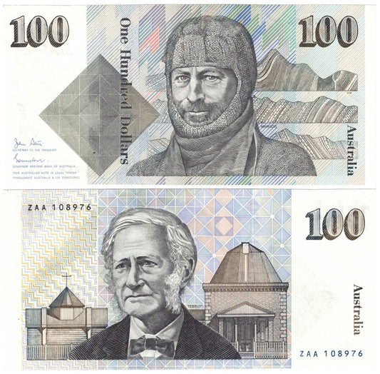 1984 $100 Johnston/Stone R608F First Prefix ZAA About Uncirculated Banknote