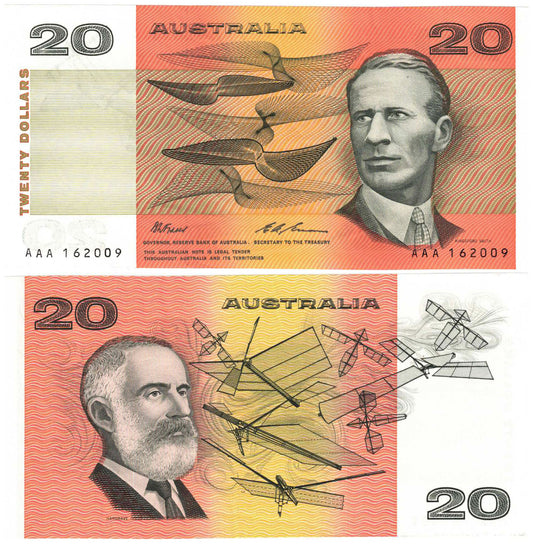 1993 $20 Fraser/Evans R415i NPA Issue Prefix AAA About Uncirculated Banknote