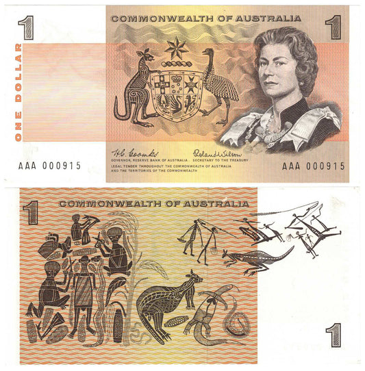 1966 $1 Coombs/Wilson R71F First Prefix AAA Uncirculated Banknote