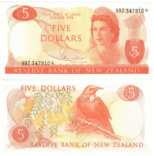 New Zealand 1977-81 $5 Hardie P165d Uncirculated STAR Banknote
