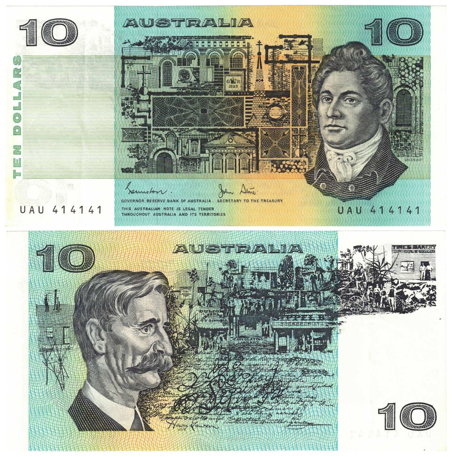 1983 $10 Johnston/Stone R308 Repeater Serial Extremely Fine Banknote