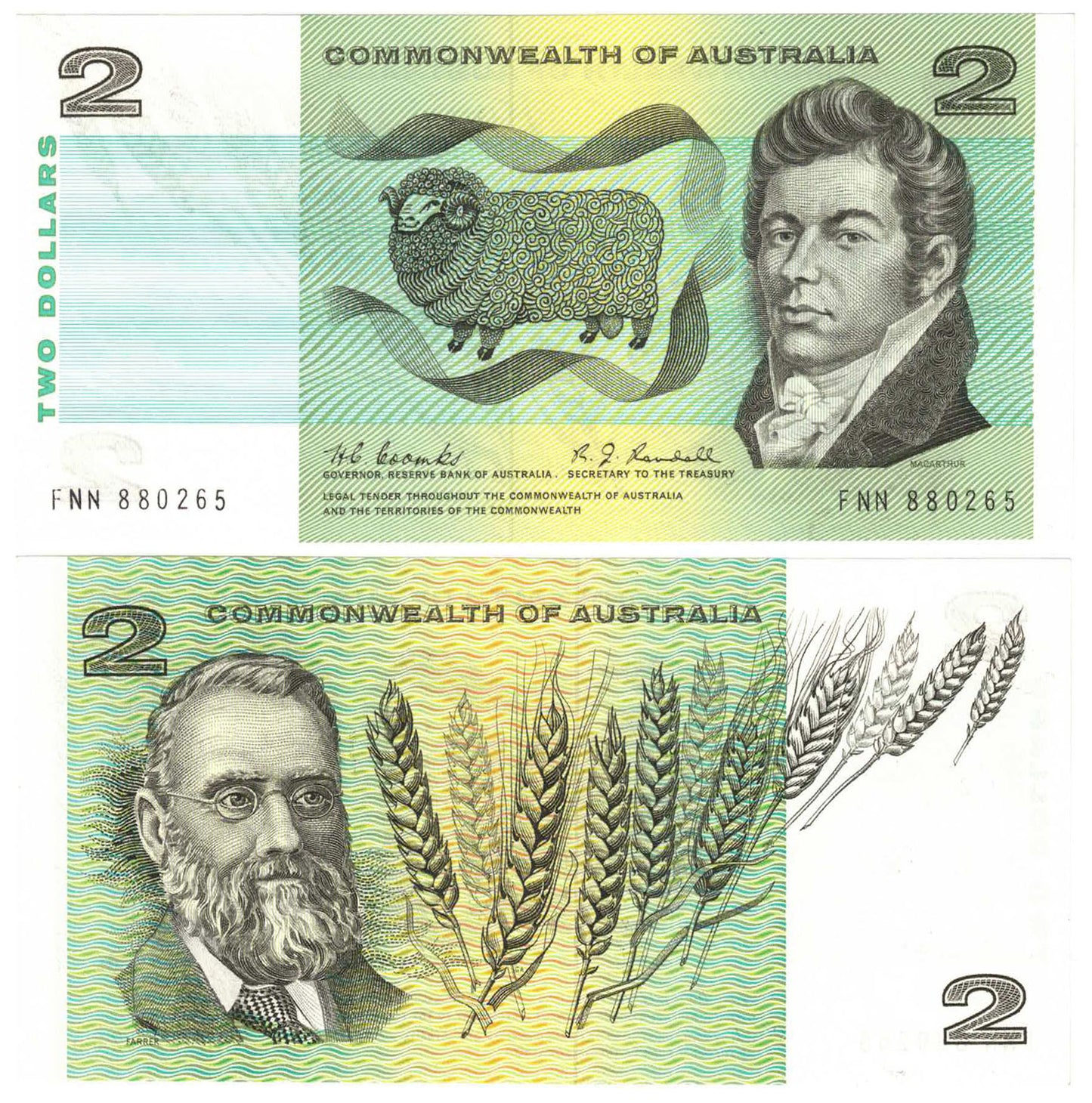 1967 $2 Coombs/Randall R82 Uncirculated Banknote