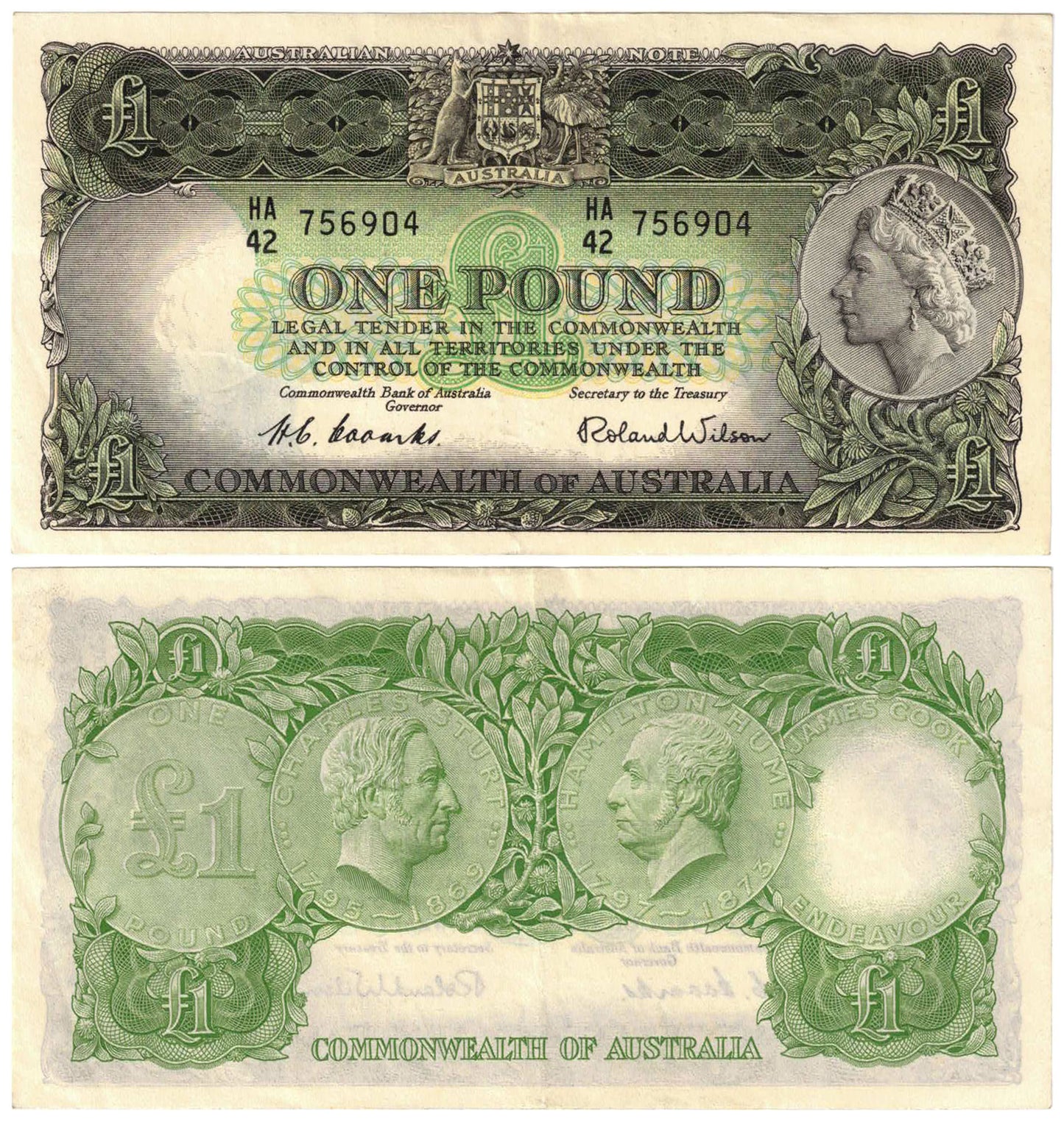 1953 One Pound Coombs/Wilson R33 Commonwealth of Australia Very Fine Banknote