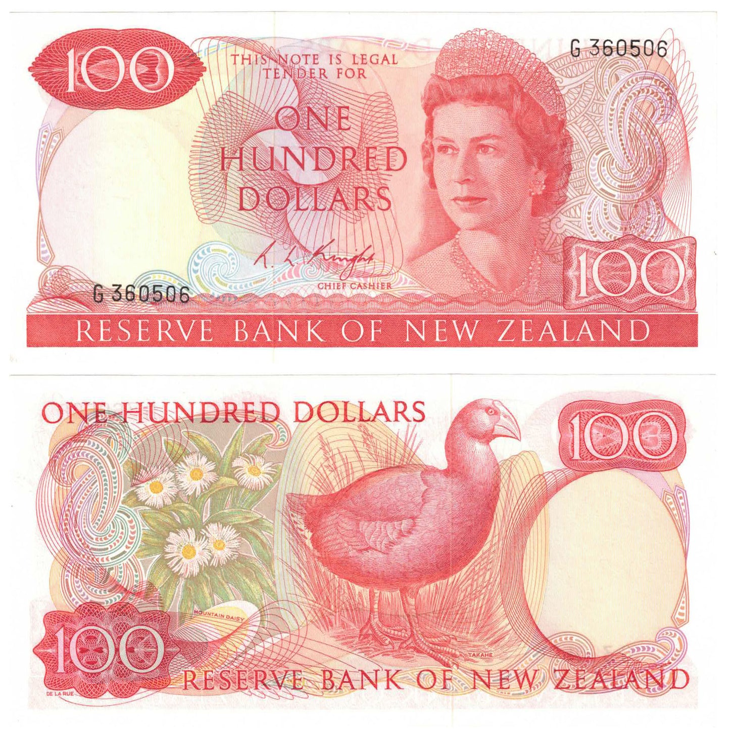 New Zealand 1975-75 One Hundred Dollars Knight P168b Uncirculated Banknote