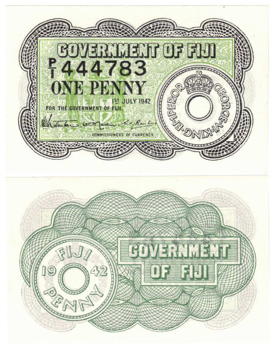Fiji 1942 One Penny #47 Uncirculated Banknote