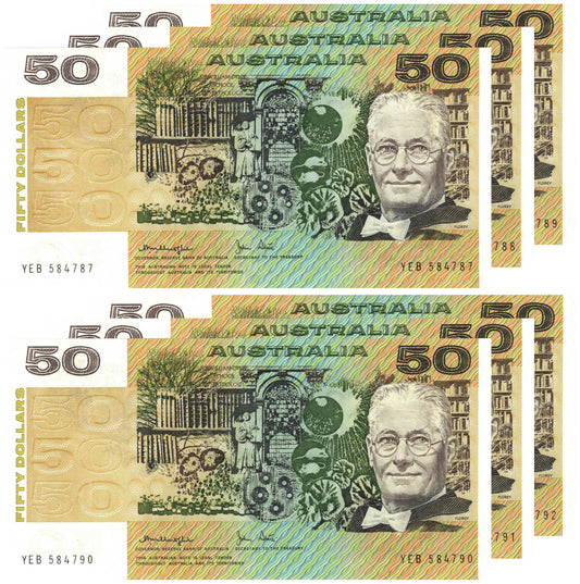 1979 $50 Knight/Stone R507 Uncirculated Consecutive Run of 6 Banknotes