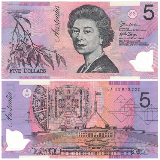 2002 $5 Macfarlane/Henry R220aF First Prefix BA02 Uncirculated Banknote