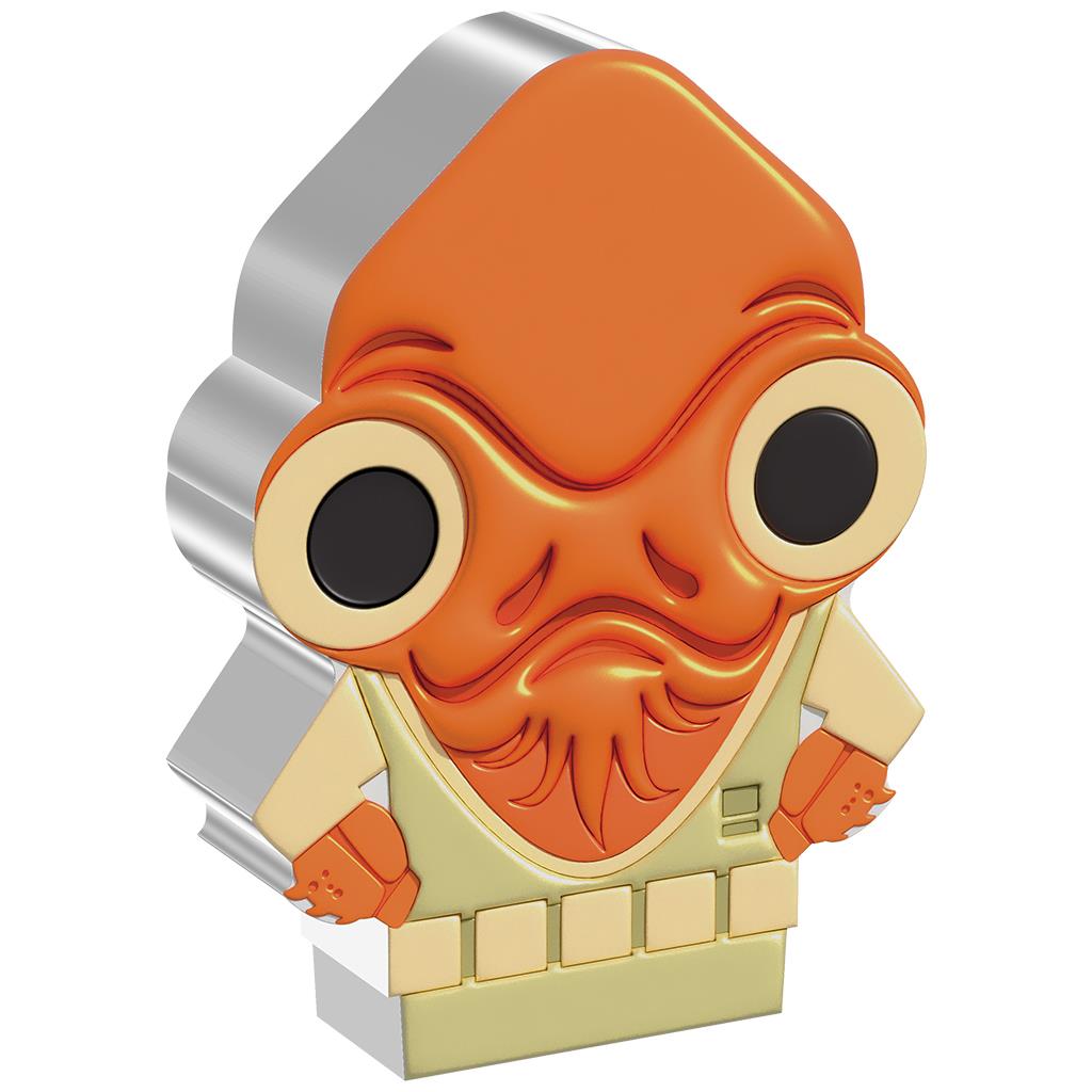 Niue 2022 $2 Chibi Star Wars Admiral Ackbar Shaped 1oz Silver Proof Coin
