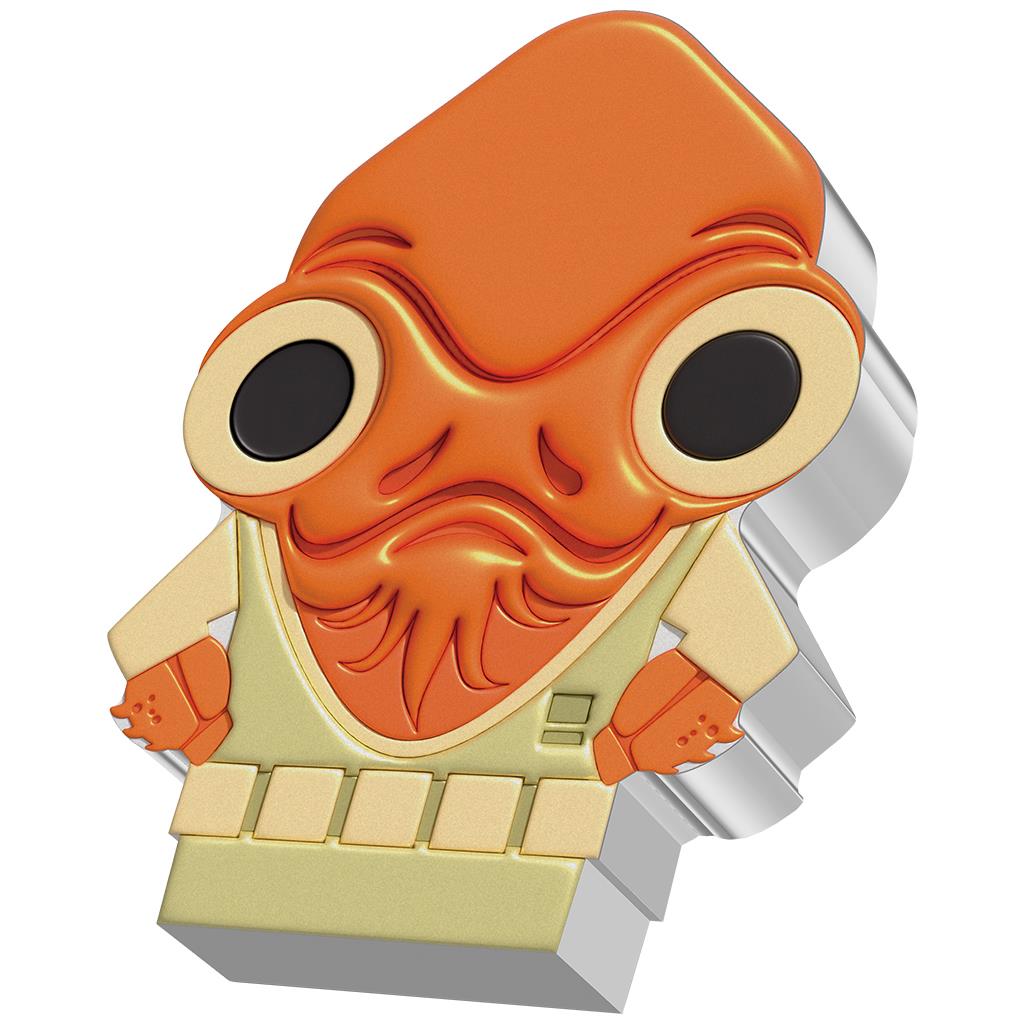 Niue 2022 $2 Chibi Star Wars Admiral Ackbar Shaped 1oz Silver Proof Coin