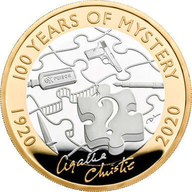 UK 2020 £2 Agatha Christie 100 Years of Mystery Selectively Gold Plated Silver Proof Coin