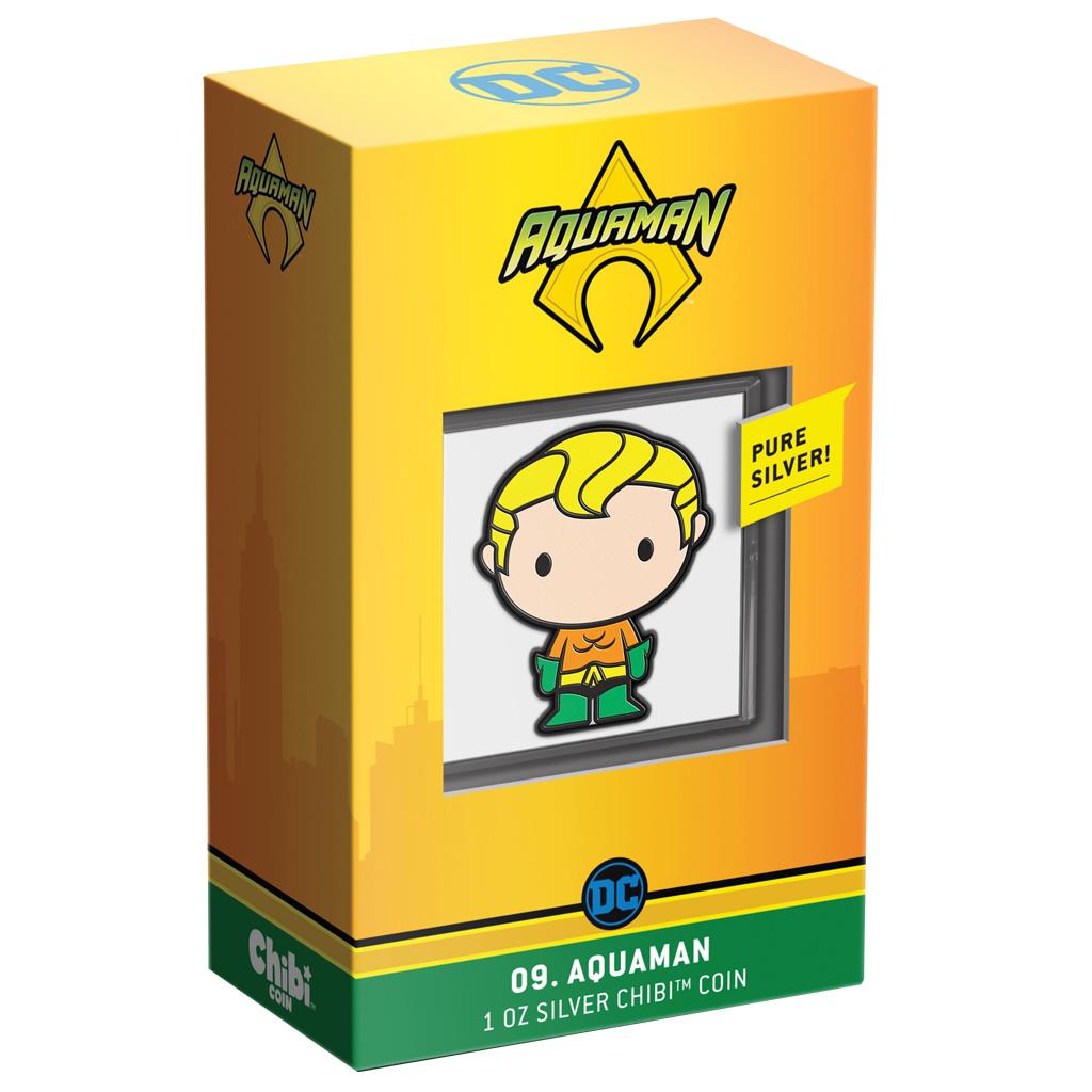 Niue 2021 $2 Chibi DC Comics Aquaman Shaped 1oz Silver Proof Coin