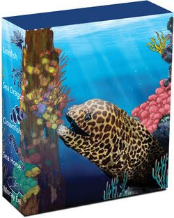 2010 50c Australian Sea Life The Reef Moray Eel 1/2oz Silver Coloured Proof Coin