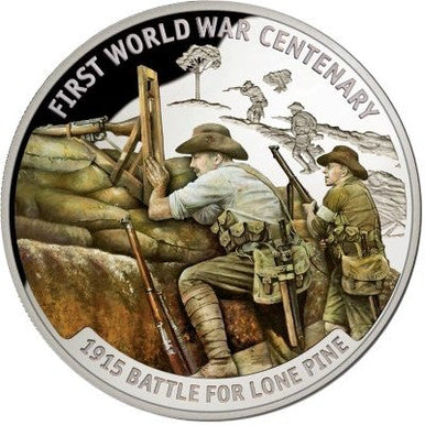 Solomon Islands 2015 $10 First World War Centenary Battle For Lone Pine Silver Coloured Proof Coin