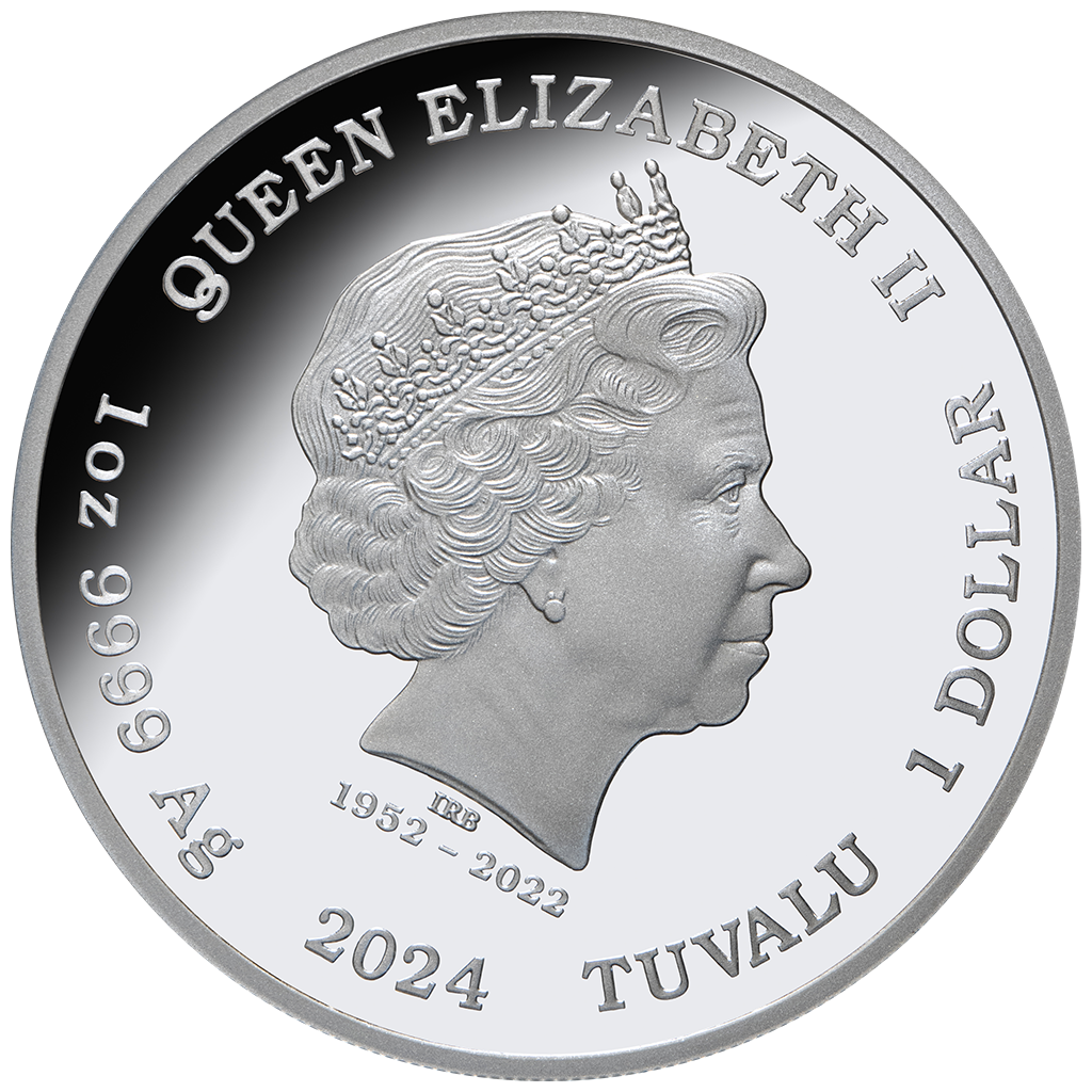 Tuvalu 2024 $1 Deadly and Dangerous Bluebottle 1oz Silver Coloured Proof Coin
