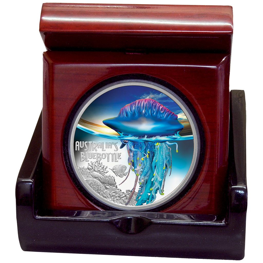 Tuvalu 2024 $1 Deadly and Dangerous Bluebottle 1oz Silver Coloured Proof Coin
