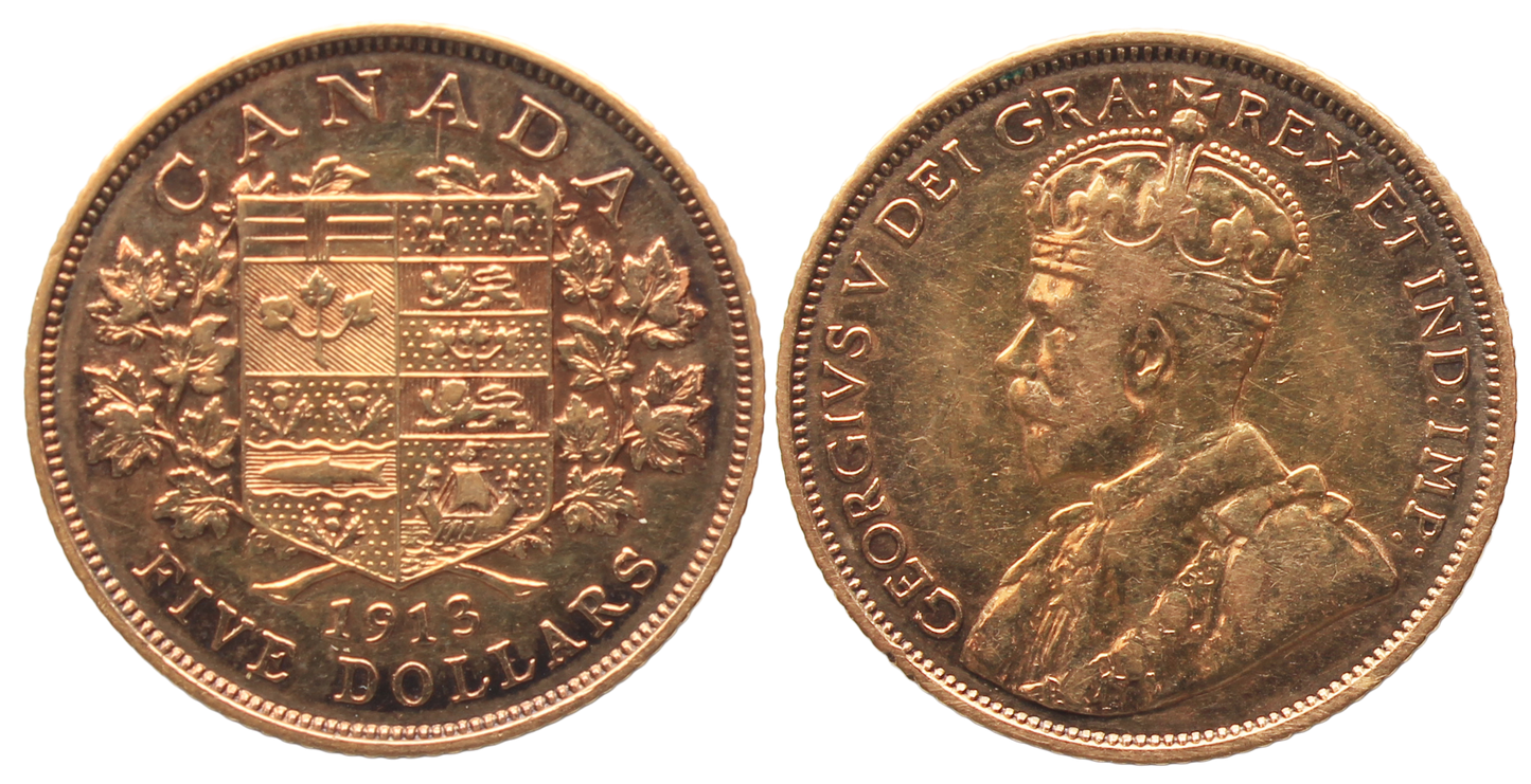 Canada, 1913 Five Dollars aVF