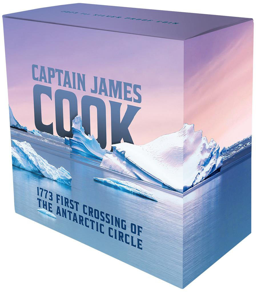 Niue 2023 $1 Captain James Cook First Antarctic Crossing 250th Anniversary 1oz Silver Coloured Proof Coin