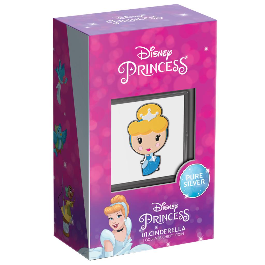 Niue 2021 $2 Chibi Disney Princesses Cinderella Shaped 1oz Silver Proof Coin